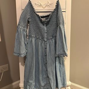 Venus Jean Smocked Dress Bell Sleeve